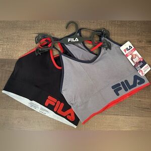 Fila Women's  Seamless Sports Bra Size Small Set of 2 NWT Gray & Black
